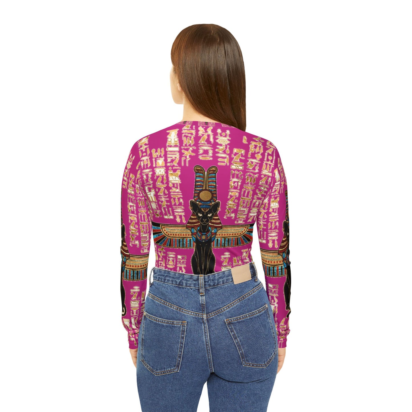 Egyptian-Inspired Long Sleeve V-Neck Shirt, Bohemian Top, Artsy Fashion, Casual Wear, Unique Gift for Her, Festival Attire, Cultural Style