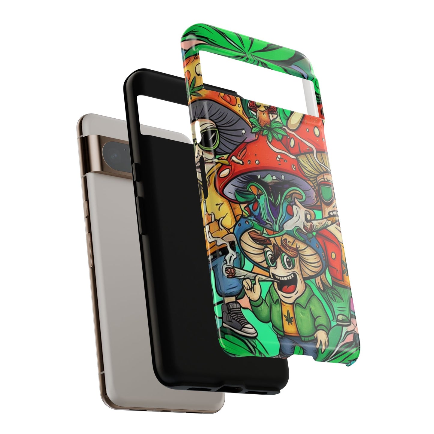 Vibrant Phone Case Featuring Funky Mushroom Art, Tough Cases, Trendy Accessories, Unique Gifts, Eclectic Style, Phone Protection