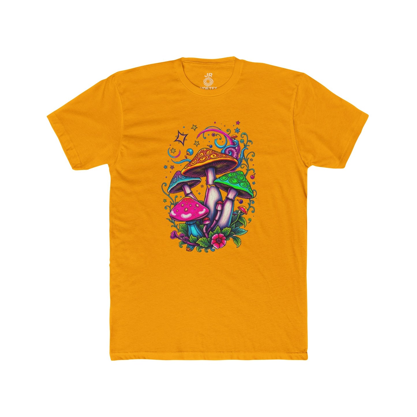 Colorful Mushroom Unisex Cotton Crew Tee – Perfect for Nature Lovers, Bohemian Style, Gift for Festivals, Casual Wear, Eco-Friendly Shirt