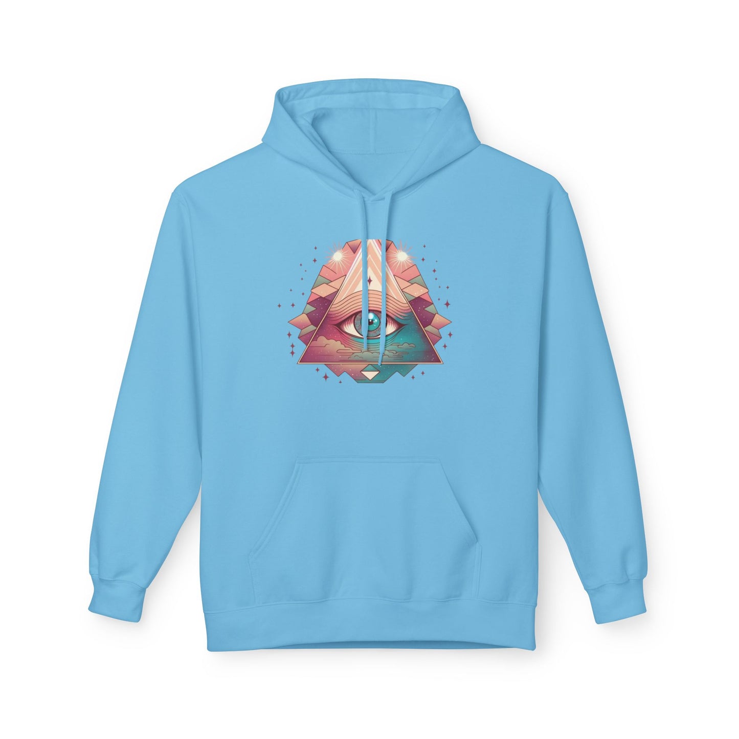 Mystical Eye Graphic Hoodie, Comfortable Fleece Hoodie for Casual Wear, Bohemian Style Sweatshirt, Perfect Gift for Art Lovers