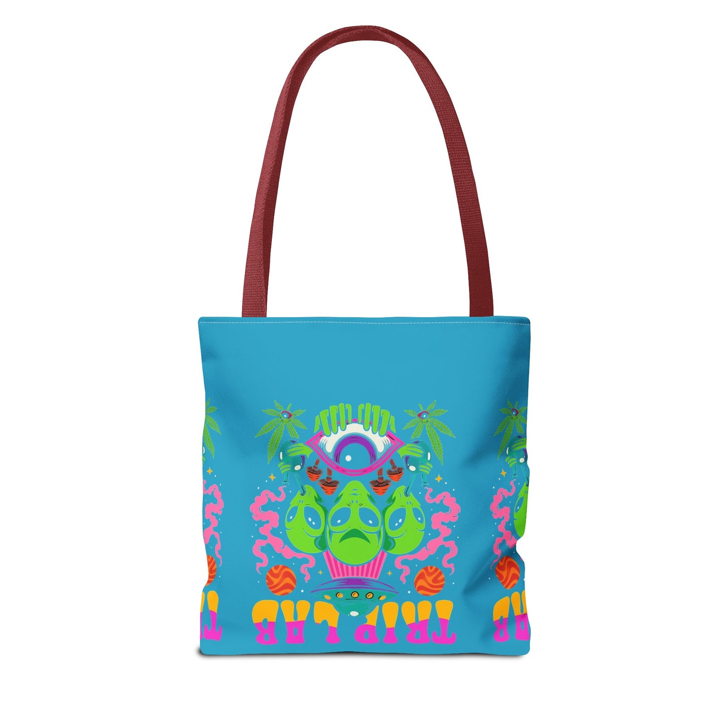 Colorful AOP Tote Bag with Casual Vibe, Ideal for Beach Days, Shopping, Festivals, or Gifts, Featuring 'TRIP LAR' Design