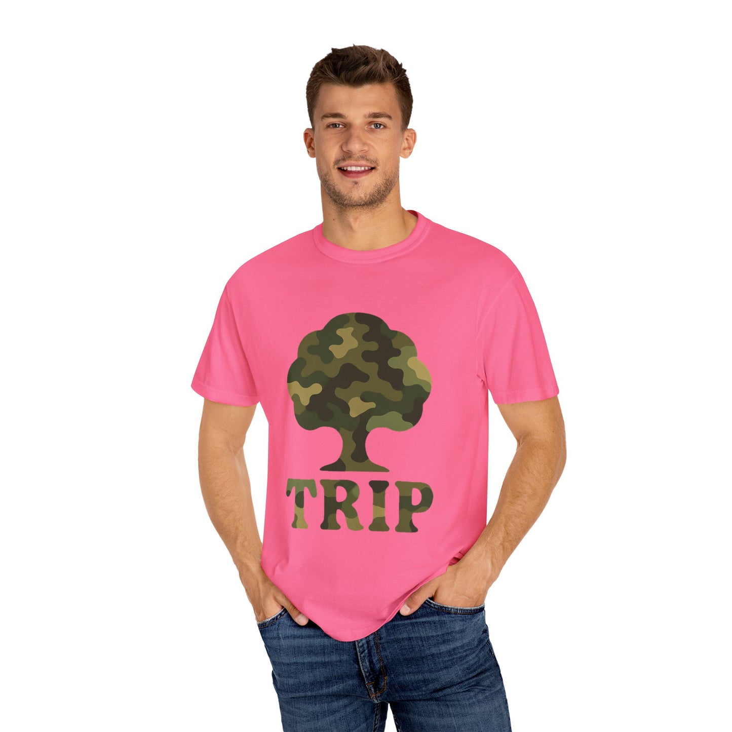 Camo Tree Trip T-Shirt - π Unisex Casual Tee, Nature Lover Gift, Adventure Wear, Outdoor Enthusiast, Travel Apparel
