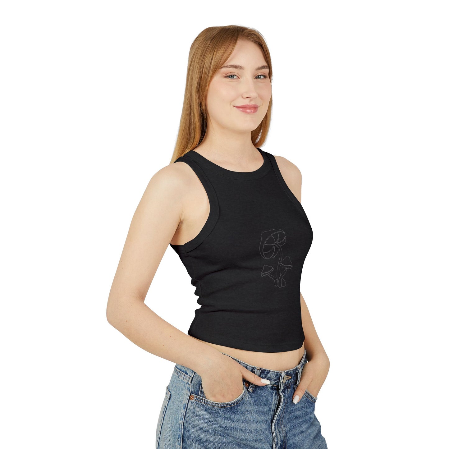 Retro Floral Women's Micro Rib Racer Tank Top, Casual Summer Top, Boho Style Shirt, Gift for Her, Festival Wear, Comfortable Layering