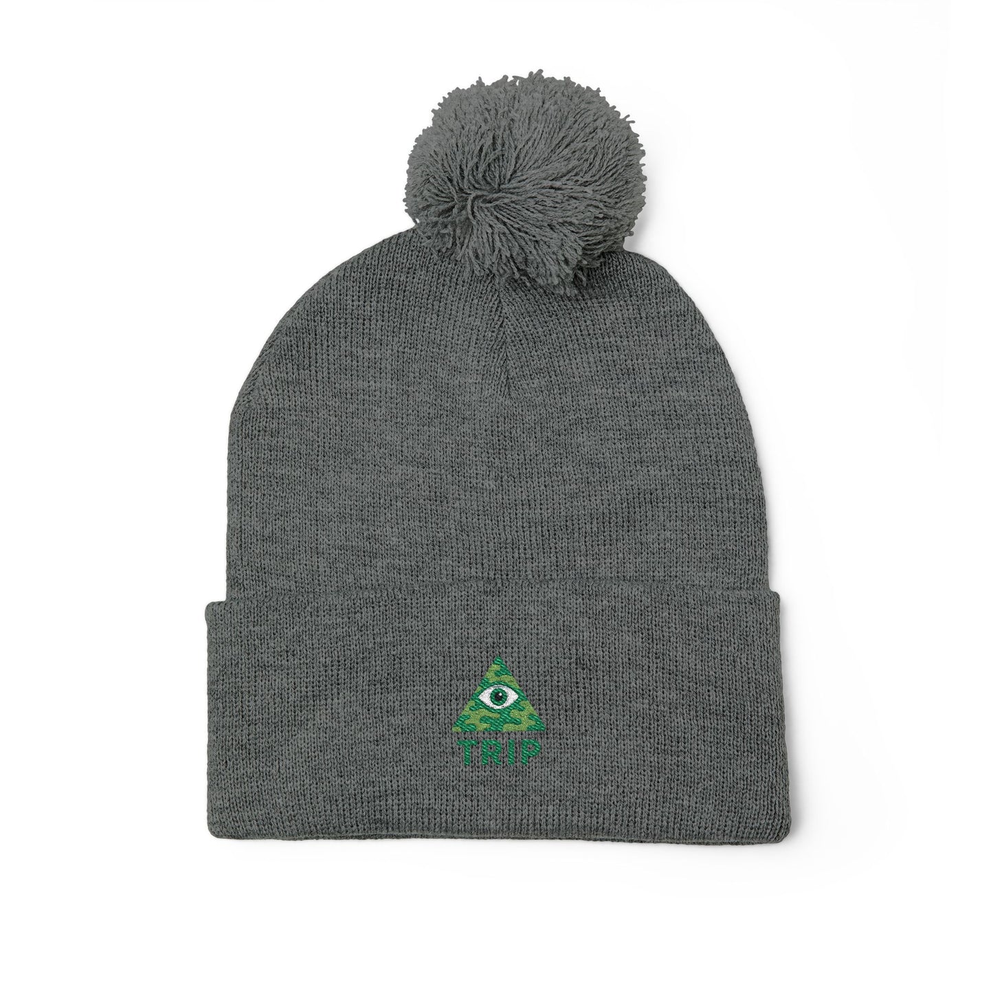 Cozy Embroidered Pom-Pom Knit Cap, Winter Hat for Men & Women, Holiday Gift Beanie, Cute Knitted Cap, Casual Headwear