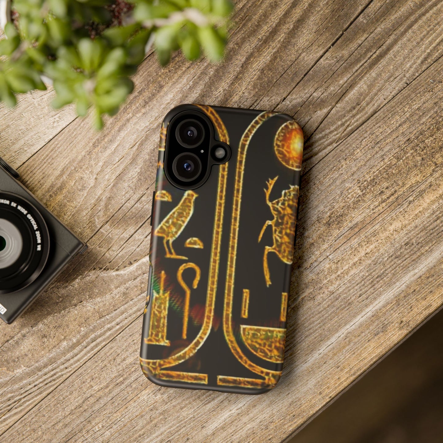 Golden Egyptian Hieroglyphs Phone Case, Tough Cases, Customizable Phone Cover, Unique Gift, Pharaoh Design, Phone Accessories
