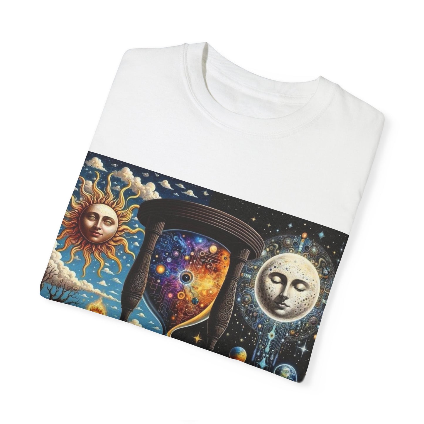 Cosmic Hourglass T-shirt, Vintage Graphic Tee, Perfect Gift for Astronomy Lovers, Unisex Casual Wear, Spiritual Vibe, Universal Design