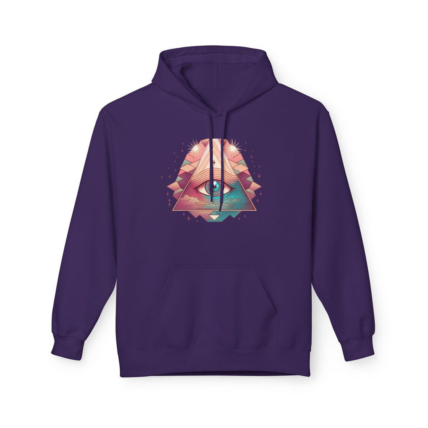 Mystical Eye Graphic Hoodie, Comfortable Fleece Hoodie for Casual Wear, Bohemian Style Sweatshirt, Perfect Gift for Art Lovers