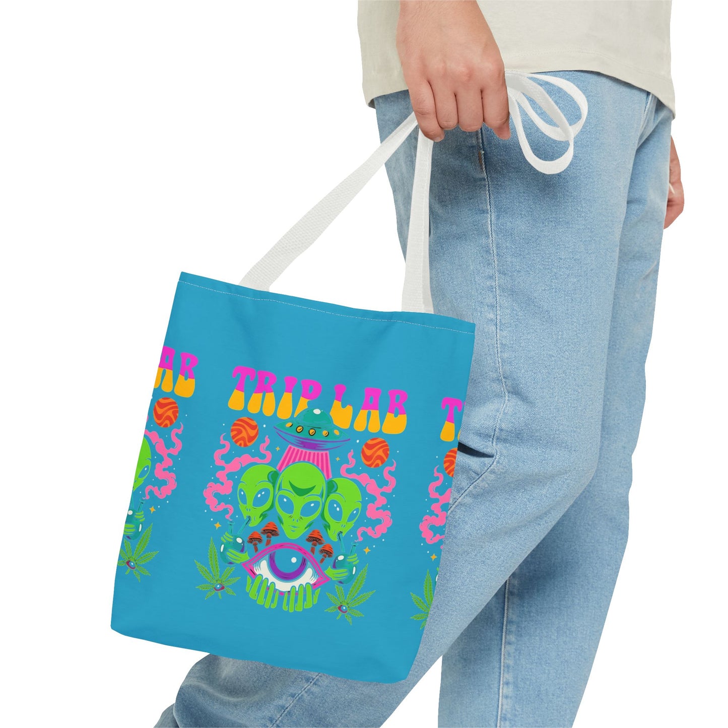 Colorful AOP Tote Bag with Casual Vibe, Ideal for Beach Days, Shopping, Festivals, or Gifts, Featuring 'TRIP LAR' Design