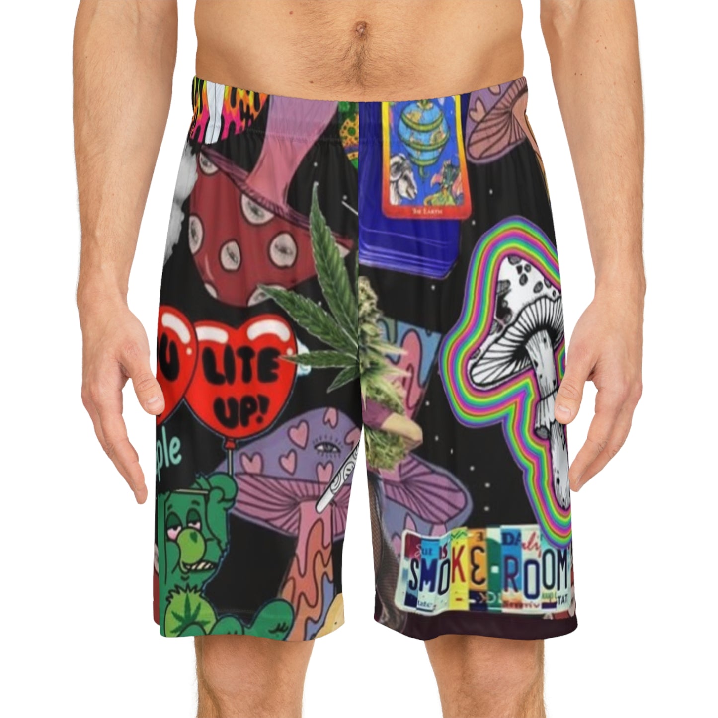 Colorful Psychedelic Basketball Shorts - 'You Light Me Up' Design for Fun Summer Vibes