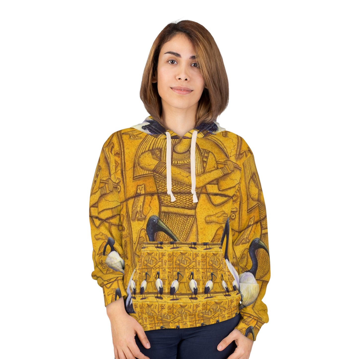 Egyptian Hieroglyphic Hoodie, AOP Art Pullover, Unisex Sweatshirt, Unique Gift for Holidays, Cozy Graphic Hoodie, Streetwear Fashion