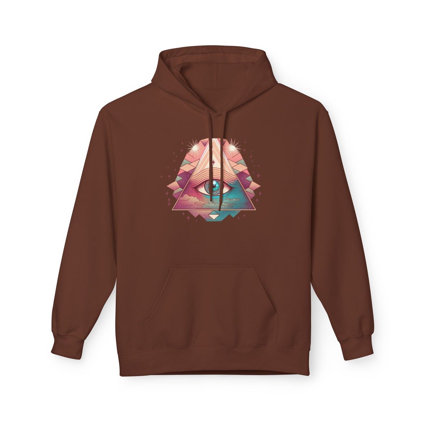 Mystical Eye Graphic Hoodie, Comfortable Fleece Hoodie for Casual Wear, Bohemian Style Sweatshirt, Perfect Gift for Art Lovers