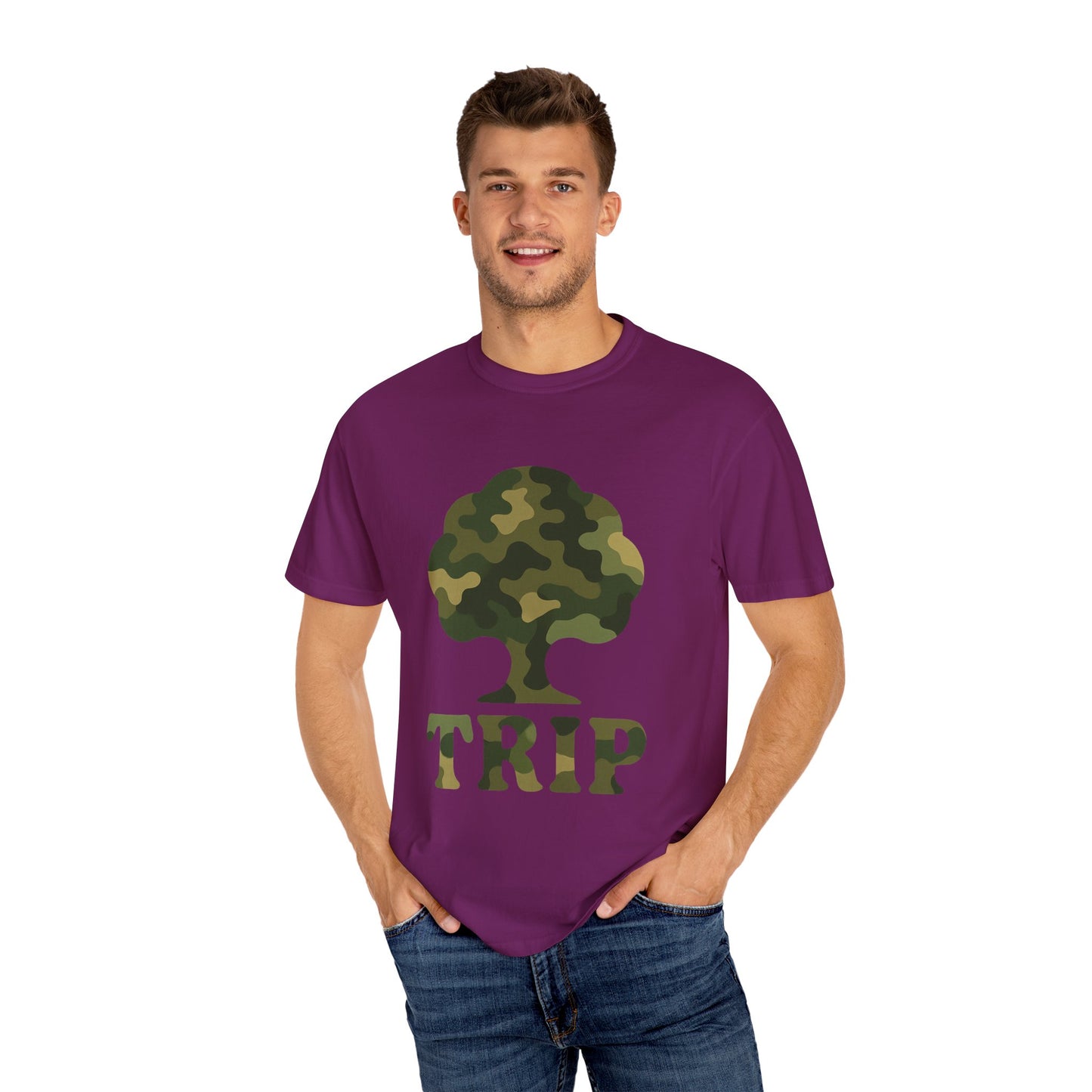 Camo Tree Trip T-Shirt - π Unisex Casual Tee, Nature Lover Gift, Adventure Wear, Outdoor Enthusiast, Travel Apparel