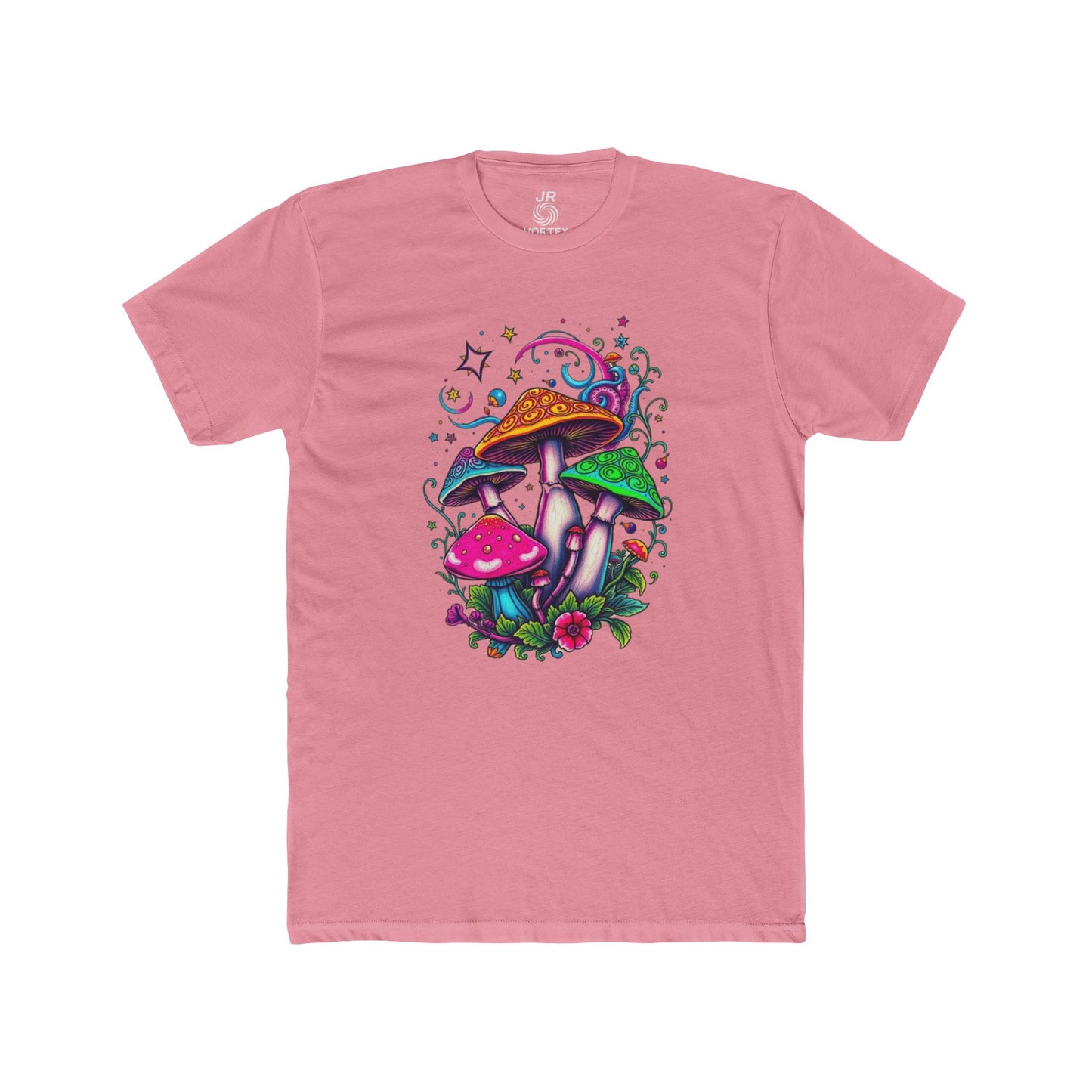 Colorful Mushroom Unisex Cotton Crew Tee – Perfect for Nature Lovers, Bohemian Style, Gift for Festivals, Casual Wear, Eco-Friendly Shirt