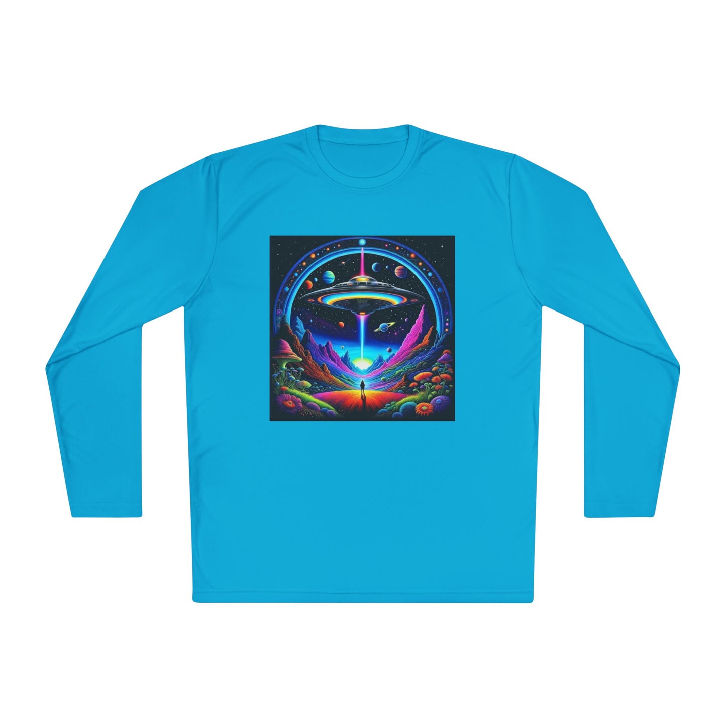 Cosmic Adventure Long Sleeve Tee | Unisex Lightweight Tee, UFO Graphic Shirt, Perfect for Festivals, Gifts, and Everyday Wear