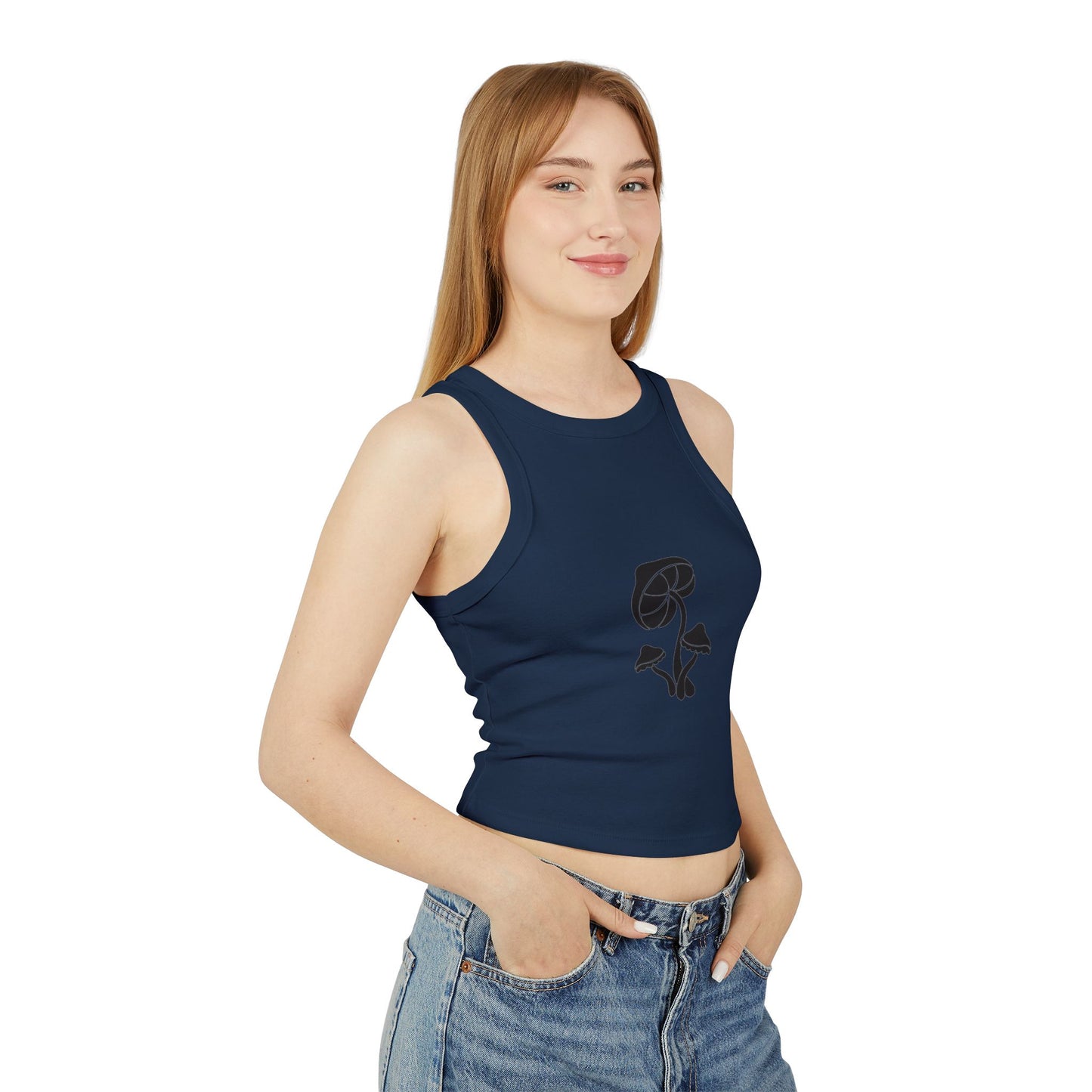Retro Floral Women's Micro Rib Racer Tank Top, Casual Summer Top, Boho Style Shirt, Gift for Her, Festival Wear, Comfortable Layering