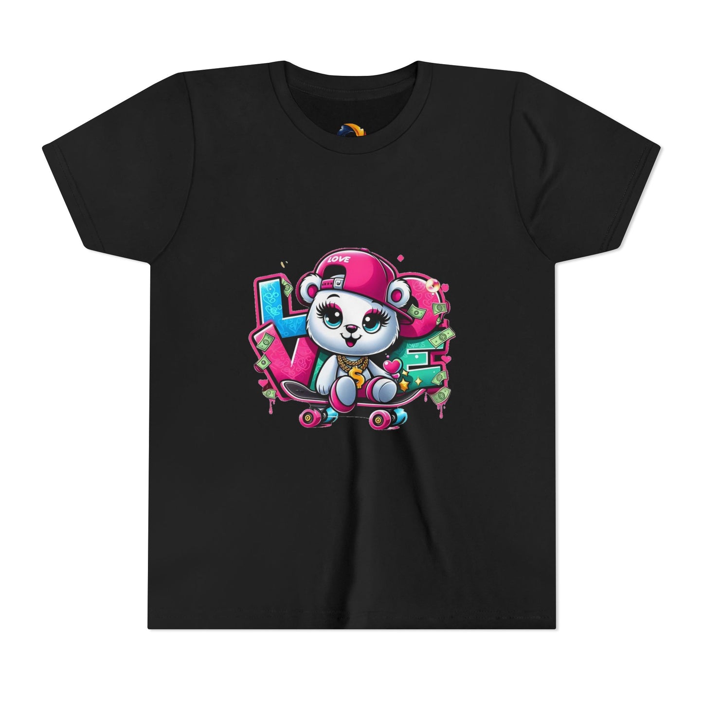 Cute Panda Graffiti Youth Tee, Kids Graphic Shirt, Skateboarding, Animal Lover Gift, Fun Casual Wear, Birthday Present