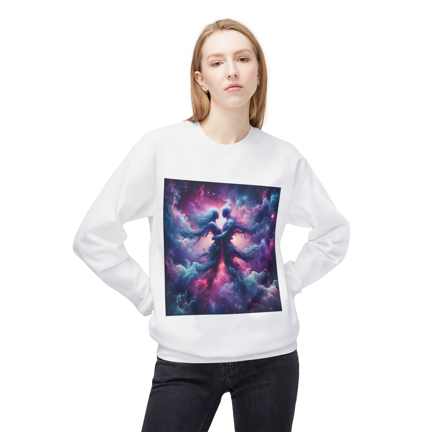Cosmic Vibes Crewneck Sweatshirt | Unisex Midweight Fleece | Perfect for Stargazers, Gift for Astronomy Lovers, Space Design