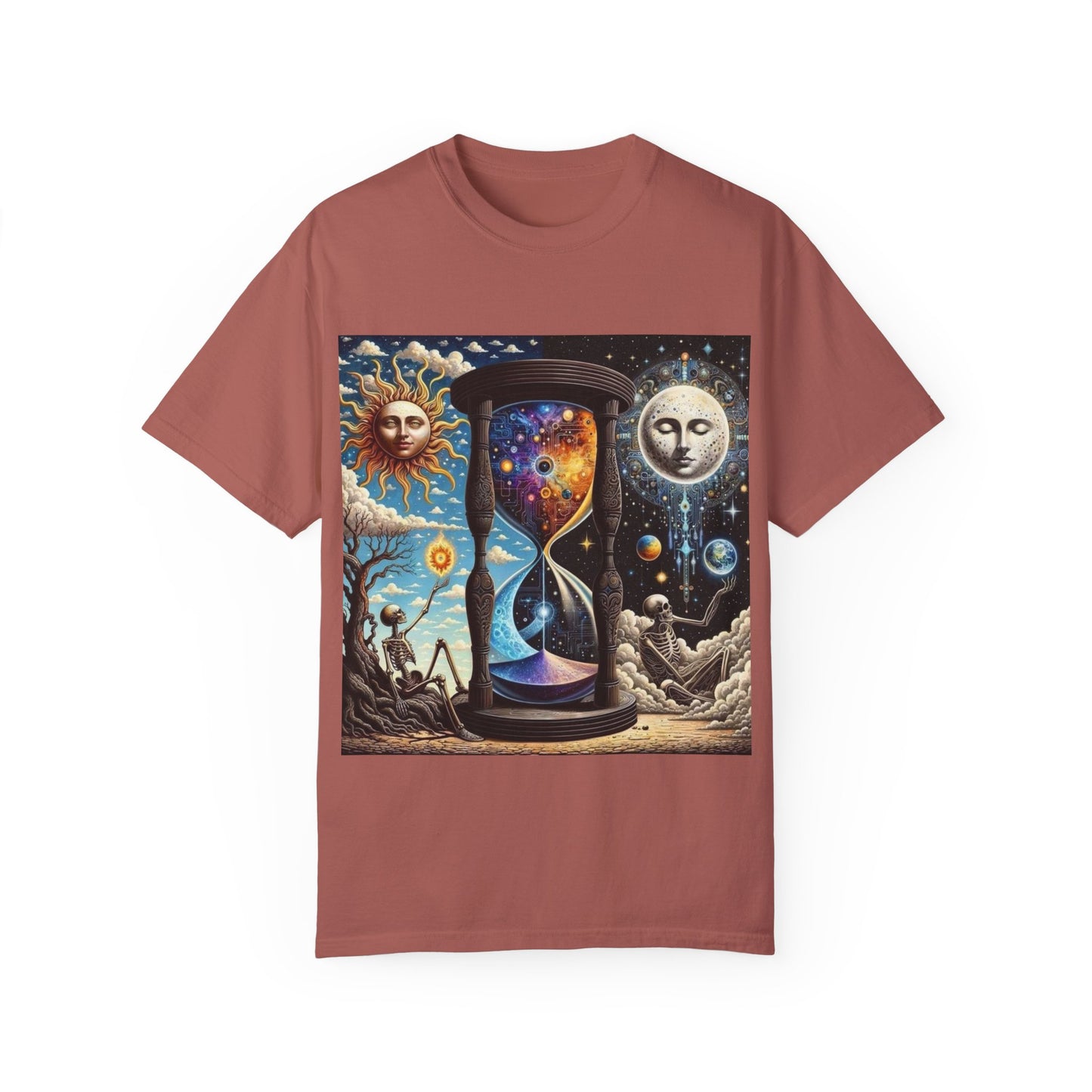 Cosmic Hourglass T-shirt, Vintage Graphic Tee, Perfect Gift for Astronomy Lovers, Unisex Casual Wear, Spiritual Vibe, Universal Design