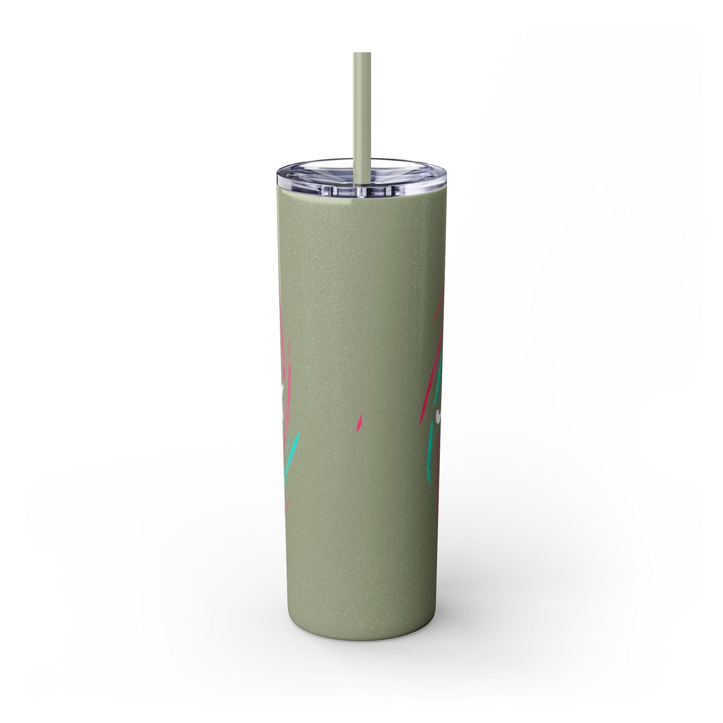 Colorful Swirl Skinny Tumbler with Straw, 20oz | Insulated Drinkware | Perfect for Gifts, Travel, Office, Beach, Summer Vibes