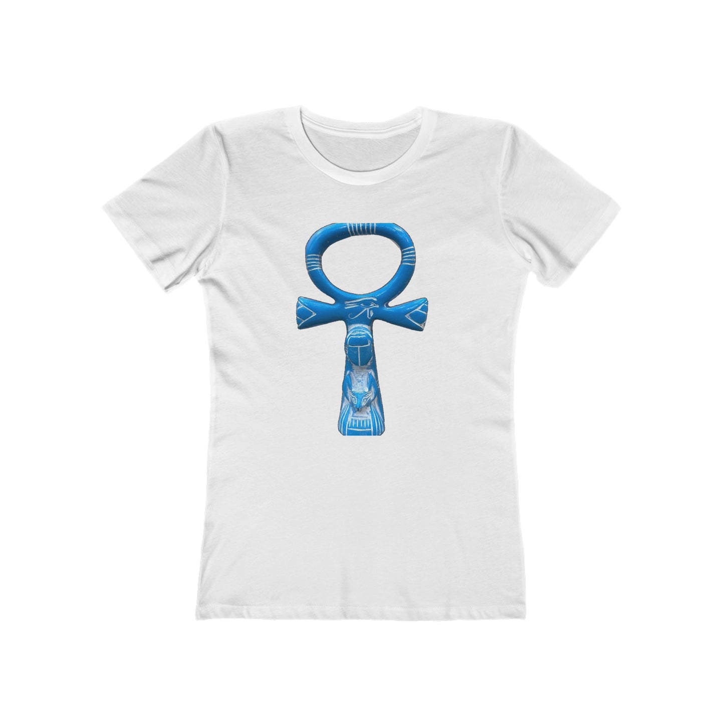 Women’s Boyfriend Tee with Ankh Design, Casual T-Shirt for Everyday Wear, Unique Graphic Tee, Gift for Her, Summer Fashion