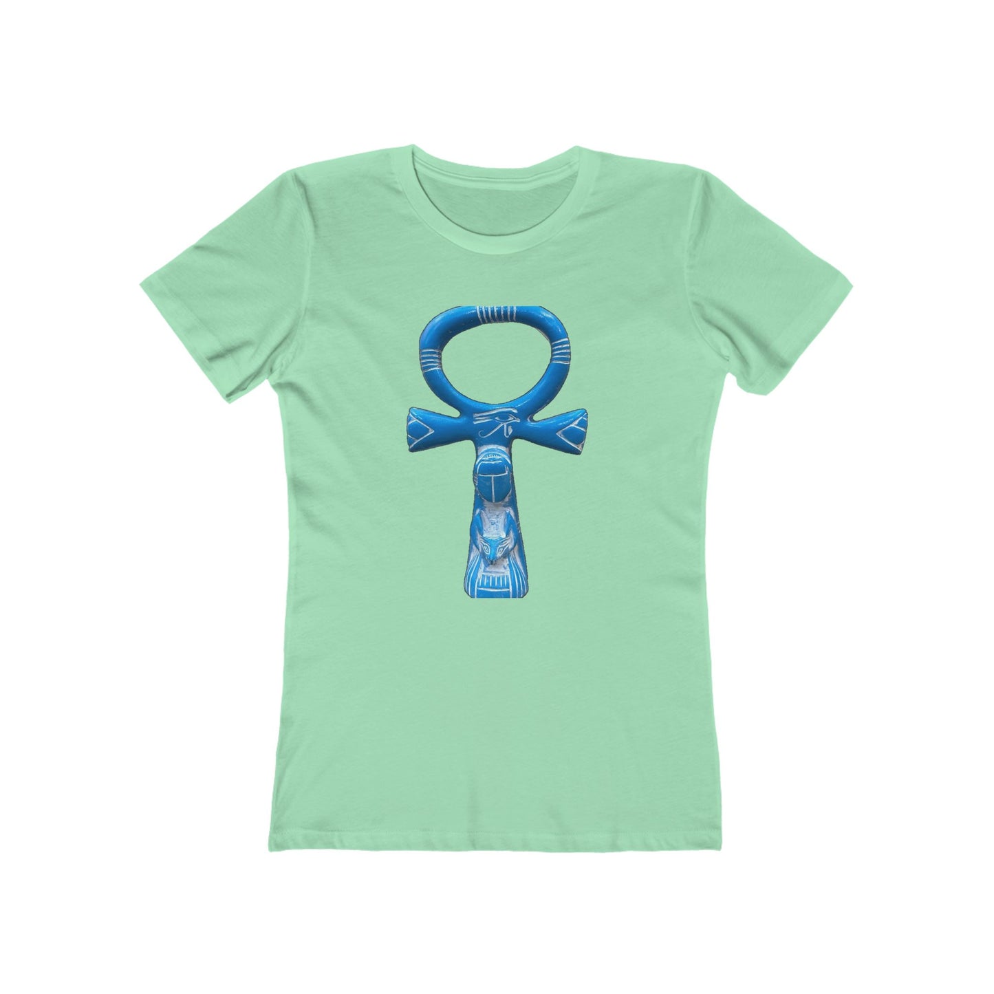Women’s Boyfriend Tee with Ankh Design, Casual T-Shirt for Everyday Wear, Unique Graphic Tee, Gift for Her, Summer Fashion