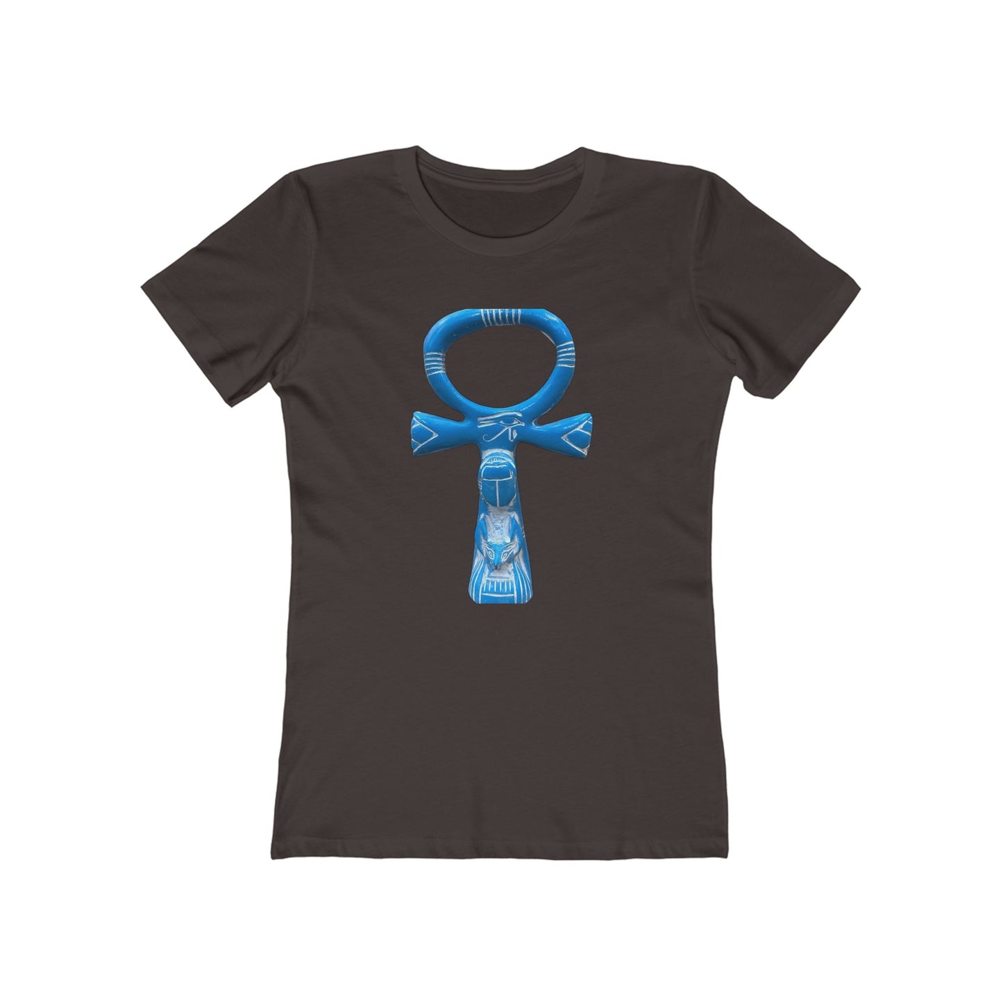 Women’s Boyfriend Tee with Ankh Design, Casual T-Shirt for Everyday Wear, Unique Graphic Tee, Gift for Her, Summer Fashion