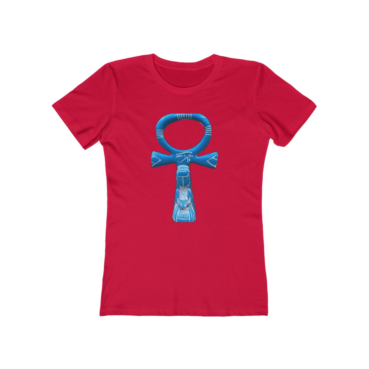 Women’s Boyfriend Tee with Ankh Design, Casual T-Shirt for Everyday Wear, Unique Graphic Tee, Gift for Her, Summer Fashion