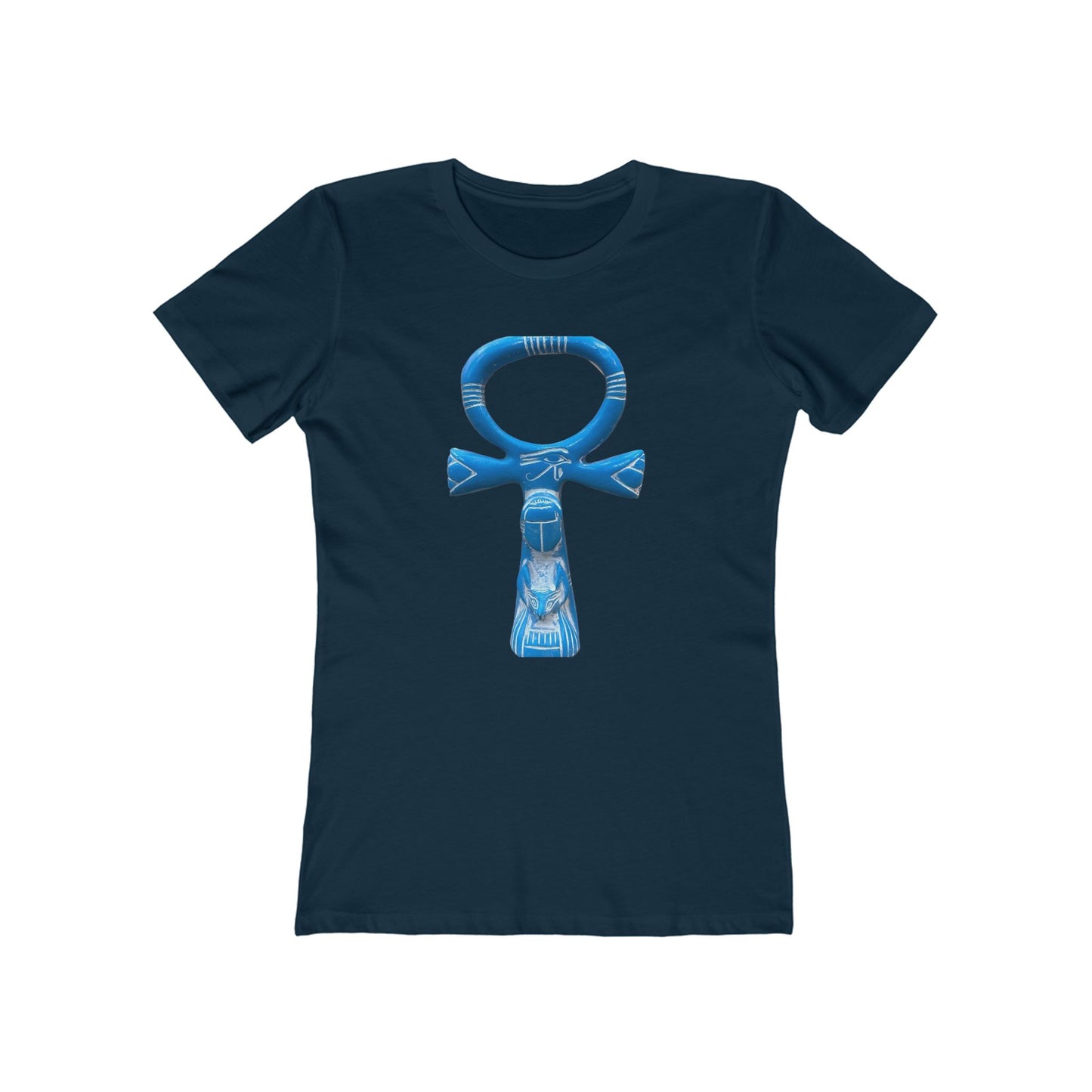 Women’s Boyfriend Tee with Ankh Design, Casual T-Shirt for Everyday Wear, Unique Graphic Tee, Gift for Her, Summer Fashion