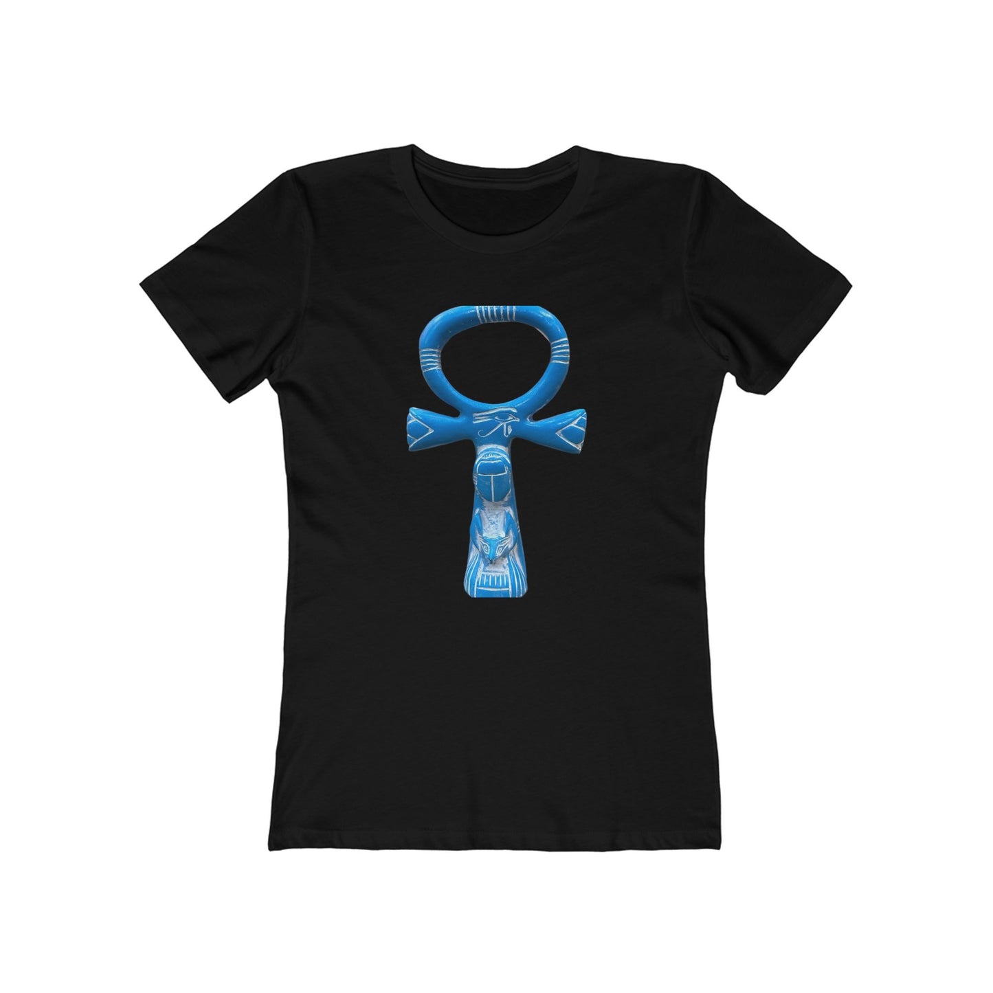 Women’s Boyfriend Tee with Ankh Design, Casual T-Shirt for Everyday Wear, Unique Graphic Tee, Gift for Her, Summer Fashion