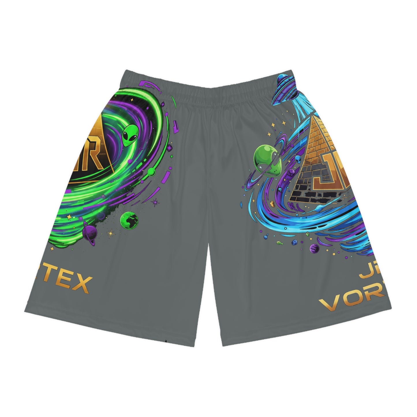 Vibrant Basketball Shorts, JR Vortex Design, Sportswear for Active Teens, Summer Gear, Gifts for Athletes, Comfortable Workout Shorts
