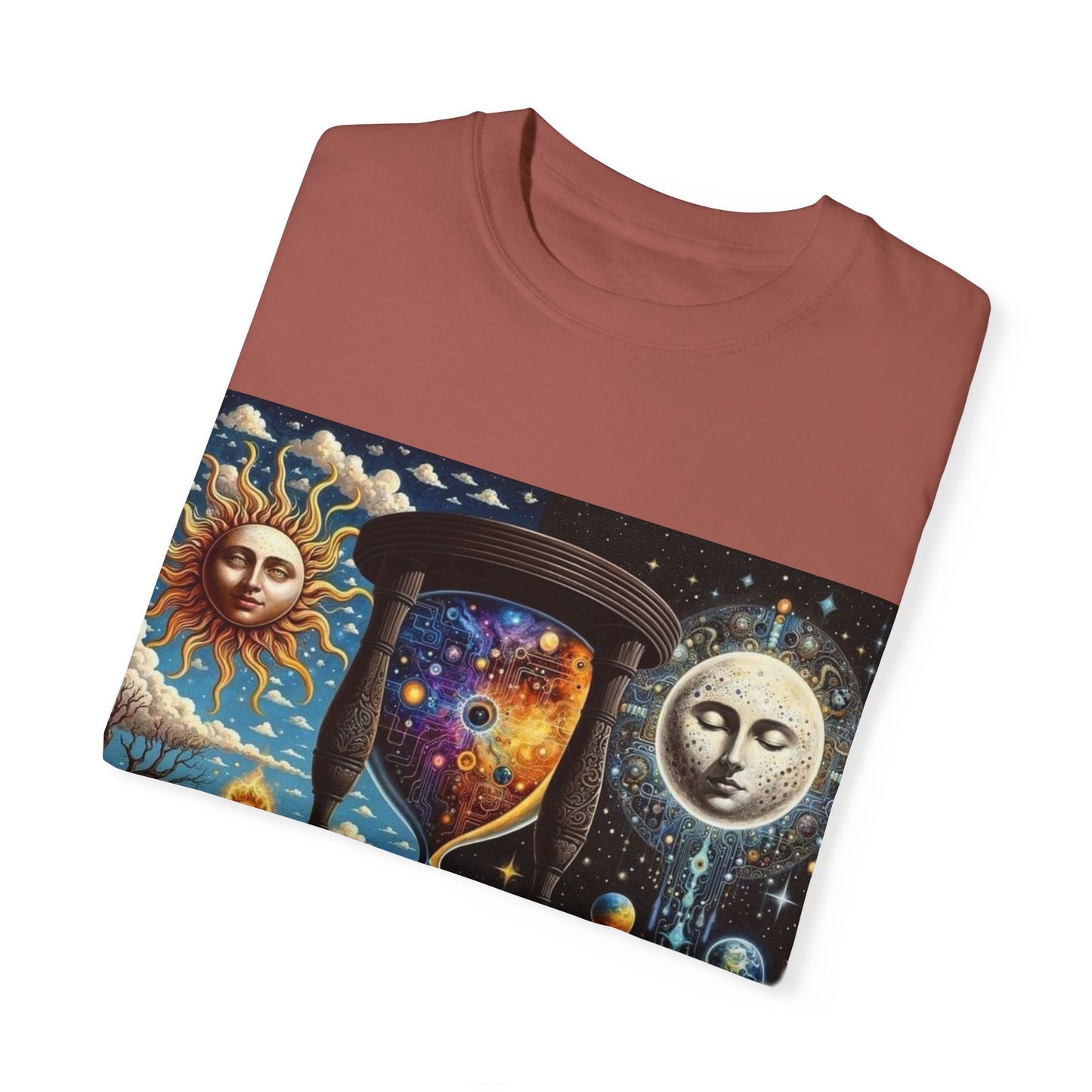 Cosmic Hourglass T-shirt, Vintage Graphic Tee, Perfect Gift for Astronomy Lovers, Unisex Casual Wear, Spiritual Vibe, Universal Design