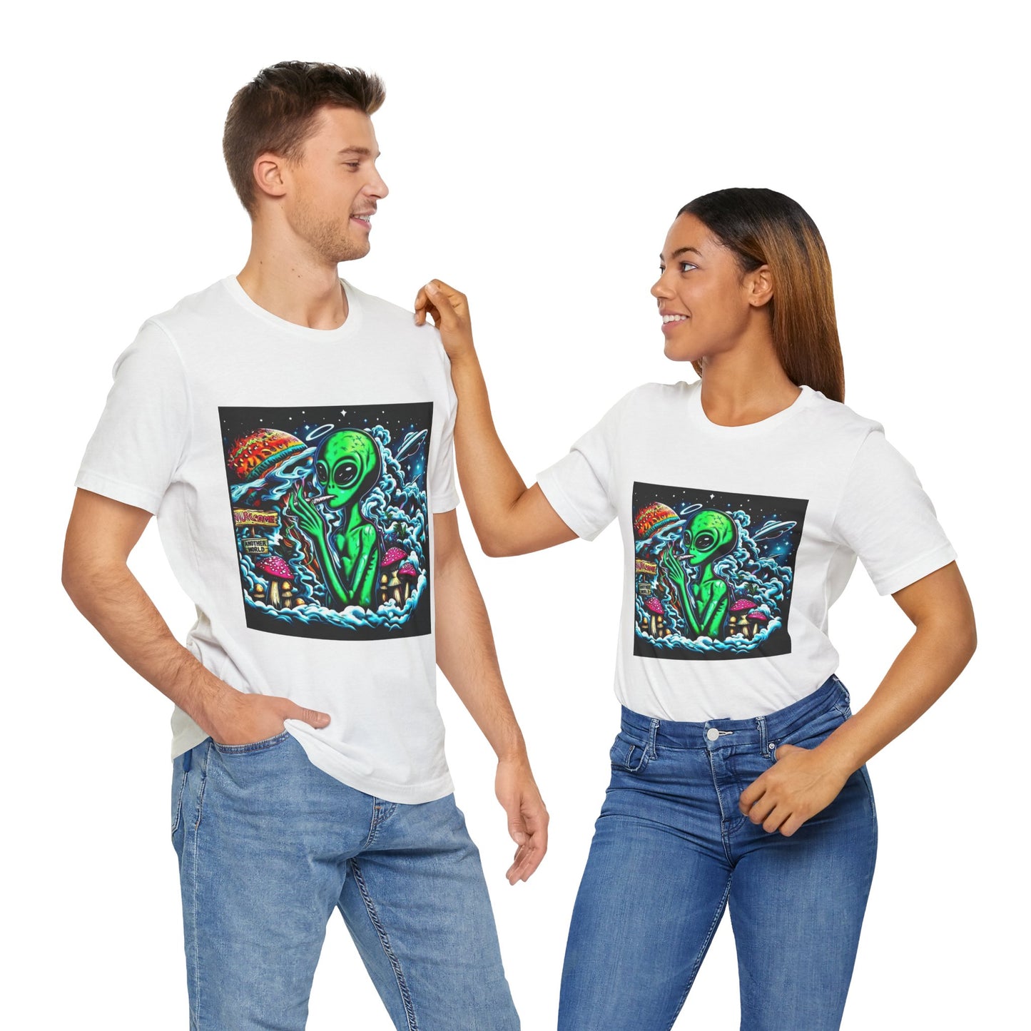 Alien Vibes Unisex Tee, Retro Alien Shirt, UFO Graphic Tee, Cute Space T-Shirt, Gift for Sci-Fi Lovers