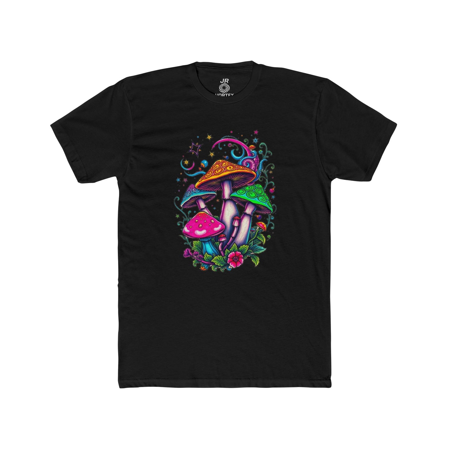 Colorful Mushroom Unisex Cotton Crew Tee – Perfect for Nature Lovers, Bohemian Style, Gift for Festivals, Casual Wear, Eco-Friendly Shirt
