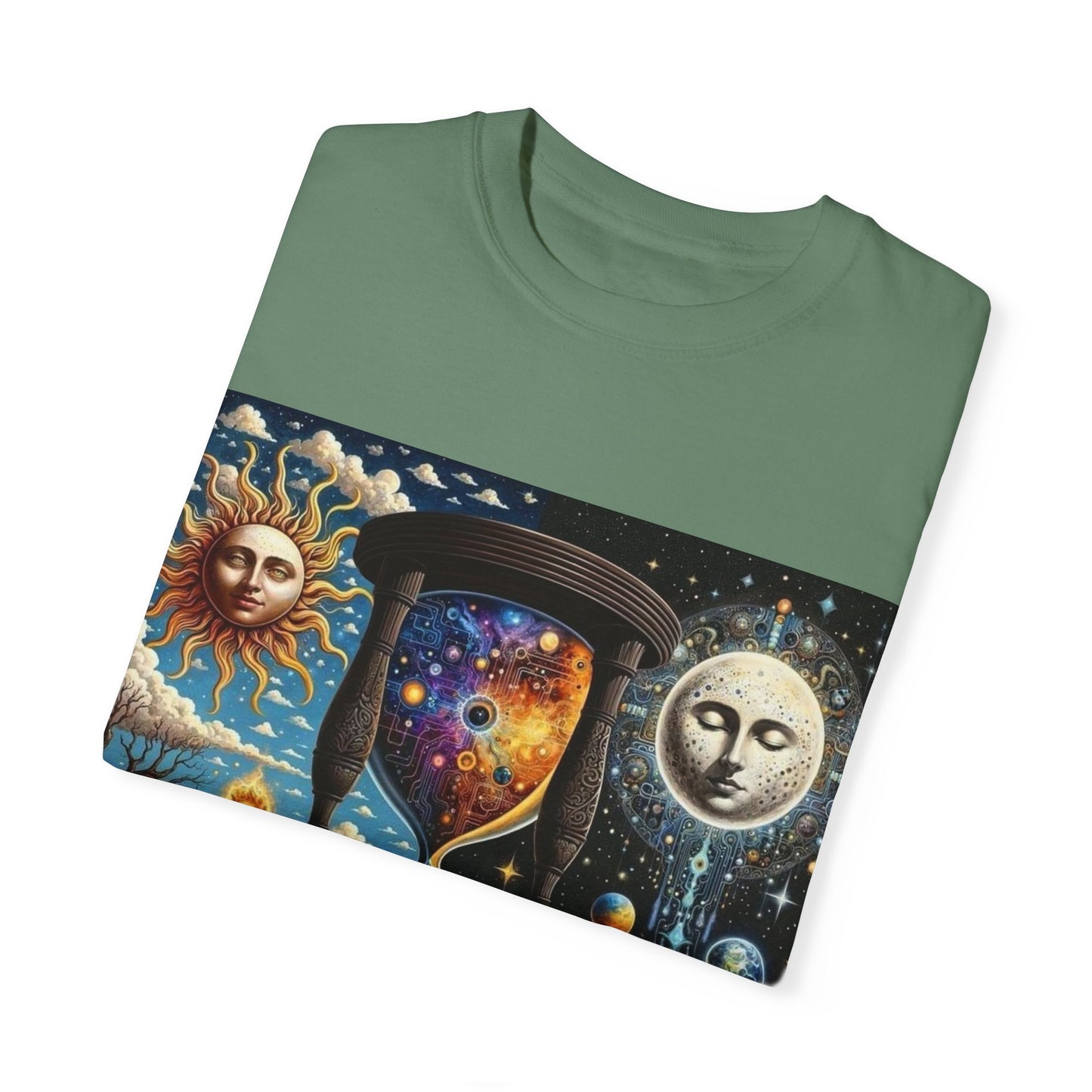 Cosmic Hourglass T-shirt, Vintage Graphic Tee, Perfect Gift for Astronomy Lovers, Unisex Casual Wear, Spiritual Vibe, Universal Design
