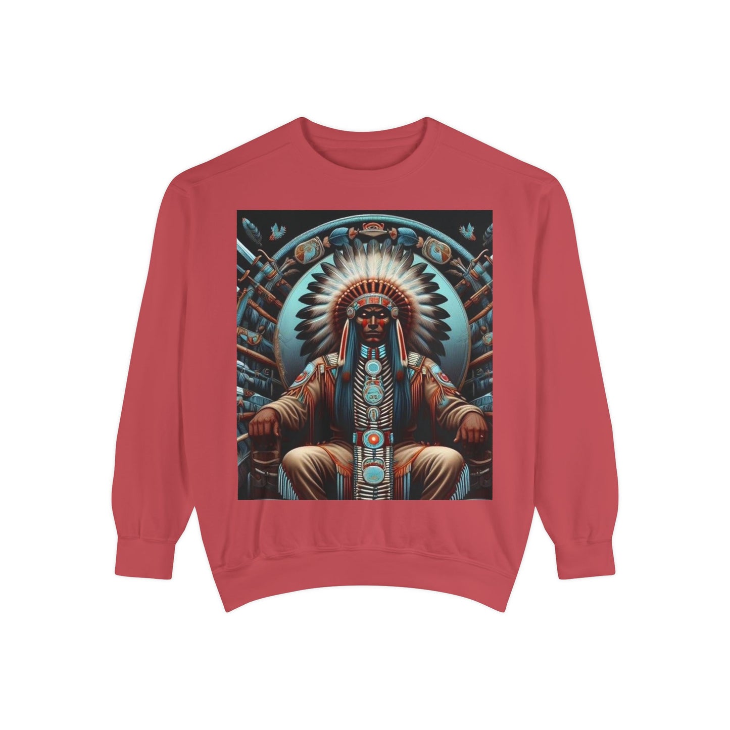 Cultural Heritage Sweatshirt - Unisex Garment-Dyed Crewneck with Native American Design, Cozy Casual Wear, Gift for Friends, Comfortable