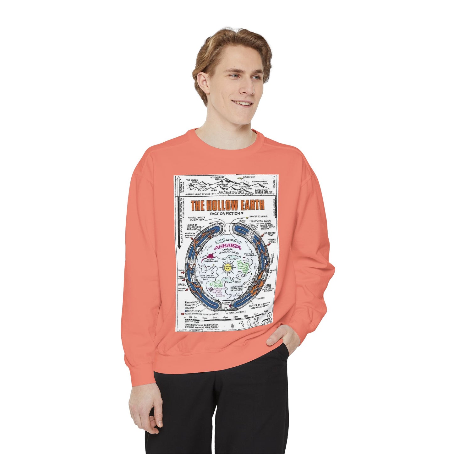 Hollow Earth Sweatshirt, Unisex Garment-Dyed Crewneck, Cozy Gift for Science Lovers, Earth Day Apparel, Great for Casual Wear