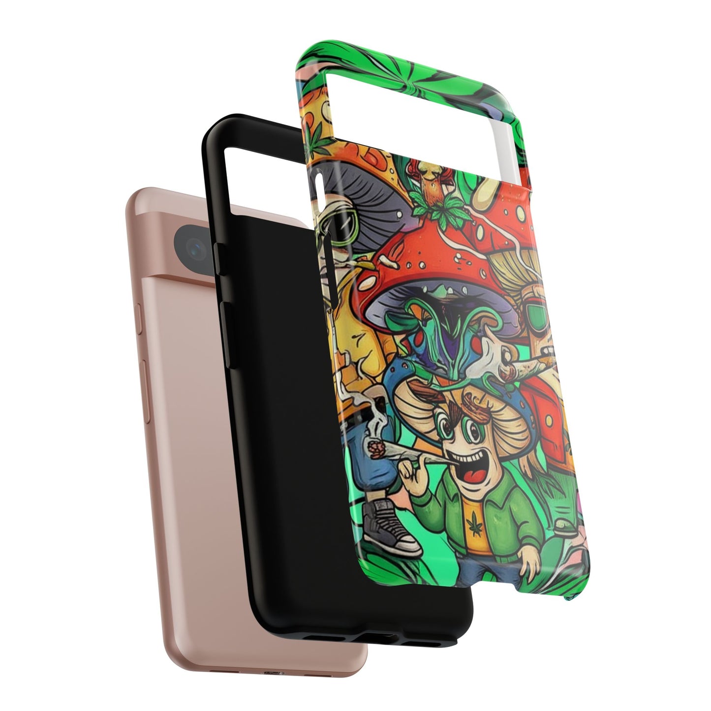 Vibrant Phone Case Featuring Funky Mushroom Art, Tough Cases, Trendy Accessories, Unique Gifts, Eclectic Style, Phone Protection
