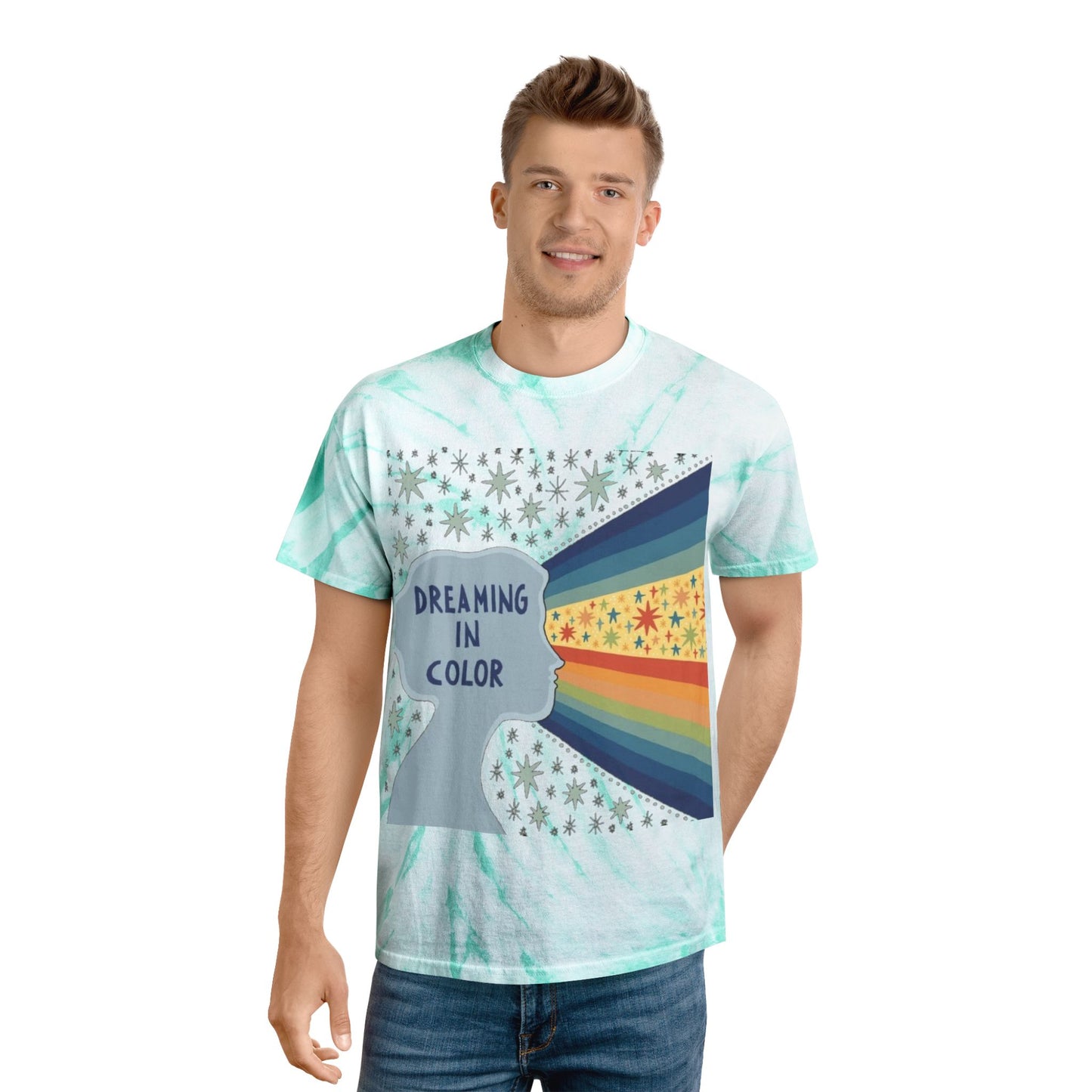 Dreaming in Color Tie-Dye Tee, Vibrant Unisex T-shirt, Bohemian Style, Casual Wear, Gift for Dreamers, Summer Fashion