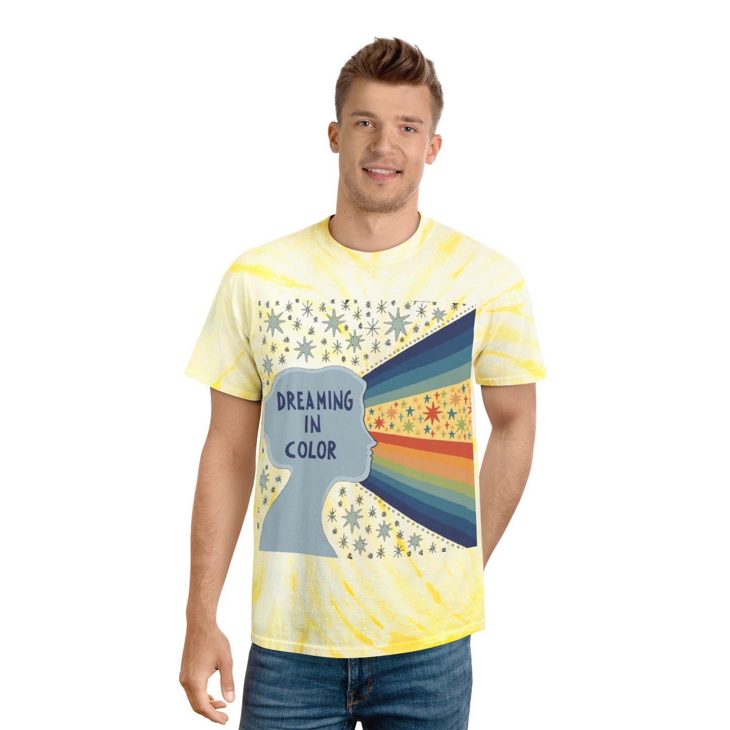 Dreaming in Color Tie-Dye Tee, Vibrant Unisex T-shirt, Bohemian Style, Casual Wear, Gift for Dreamers, Summer Fashion