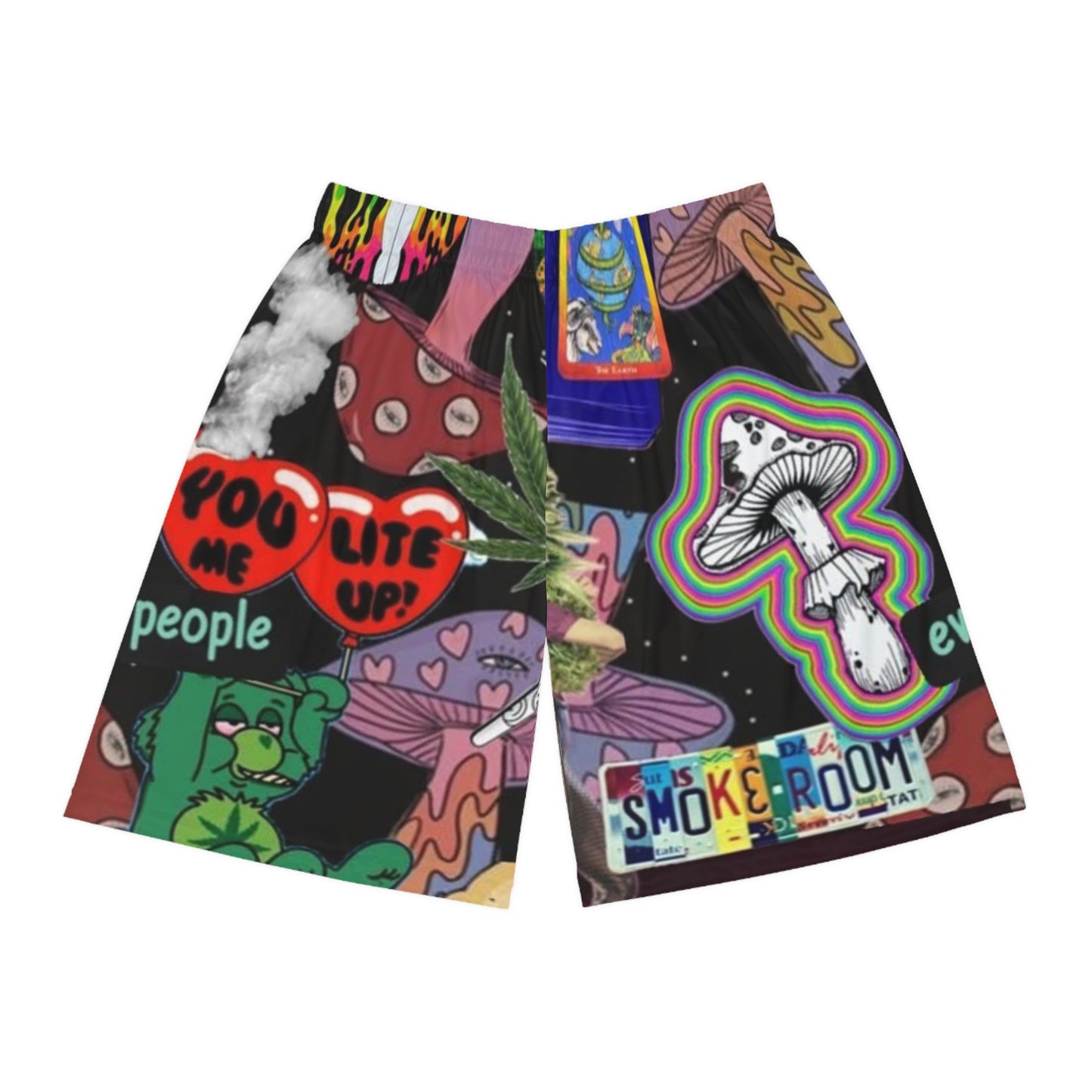 Colorful Psychedelic Basketball Shorts - 'You Light Me Up' Design for Fun Summer Vibes