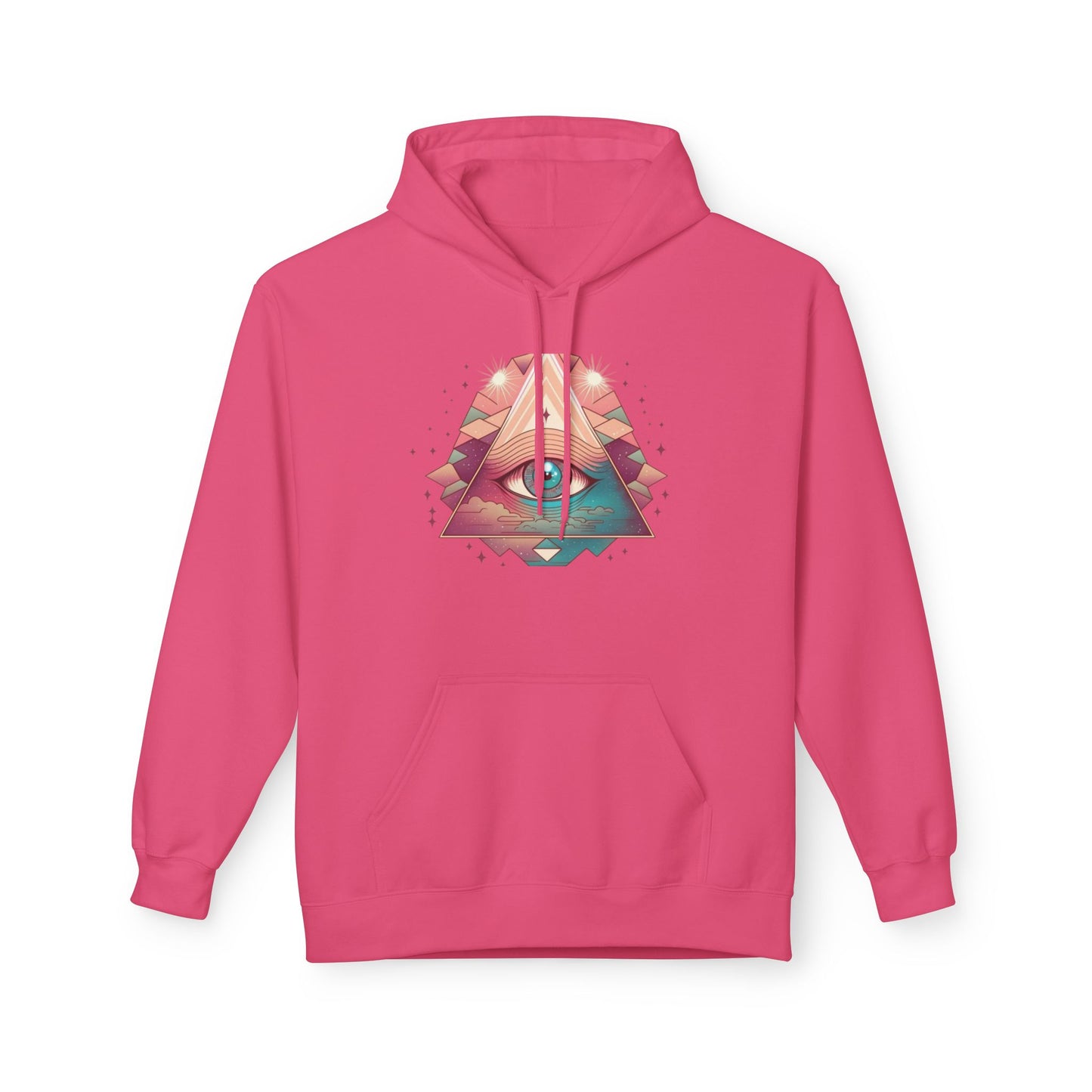 Mystical Eye Graphic Hoodie, Comfortable Fleece Hoodie for Casual Wear, Bohemian Style Sweatshirt, Perfect Gift for Art Lovers