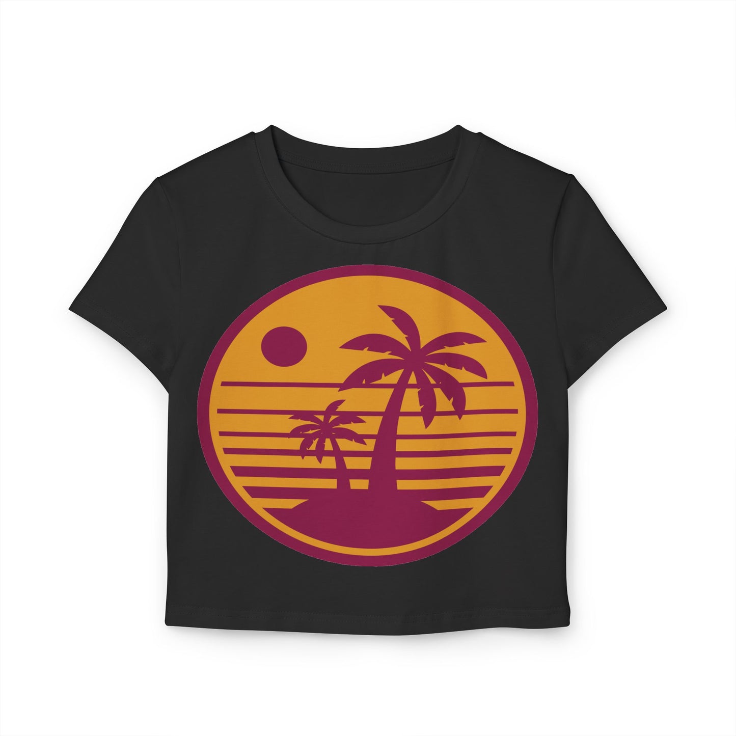 Sunset Palm Women's Baby Tee - Casual Summer Vibes
