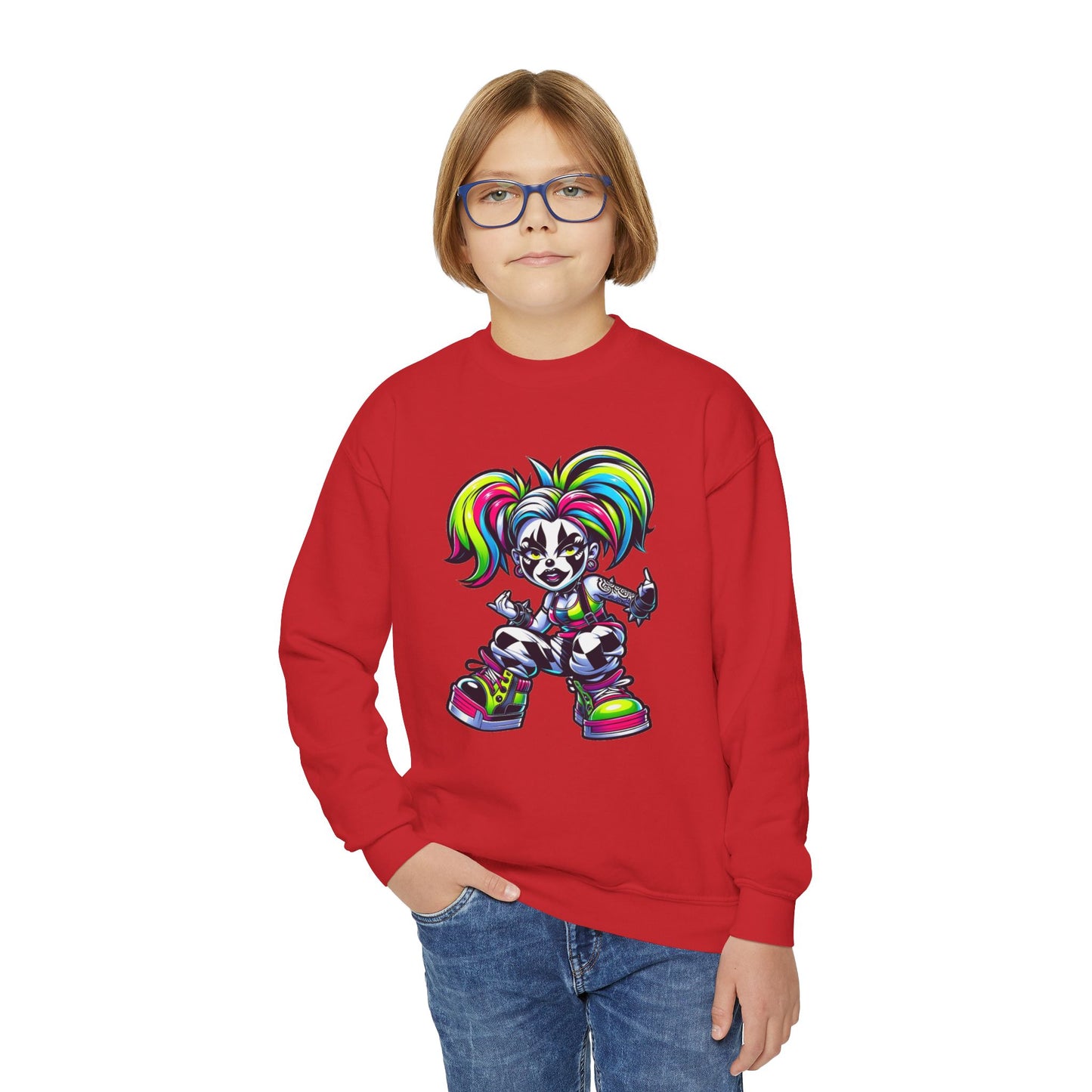 Colorful Graphic Youth Crewneck Sweatshirt, Fun Sweatshirt for Kids, Perfect Gift for Birthdays, Halloween, or Everyday Wear