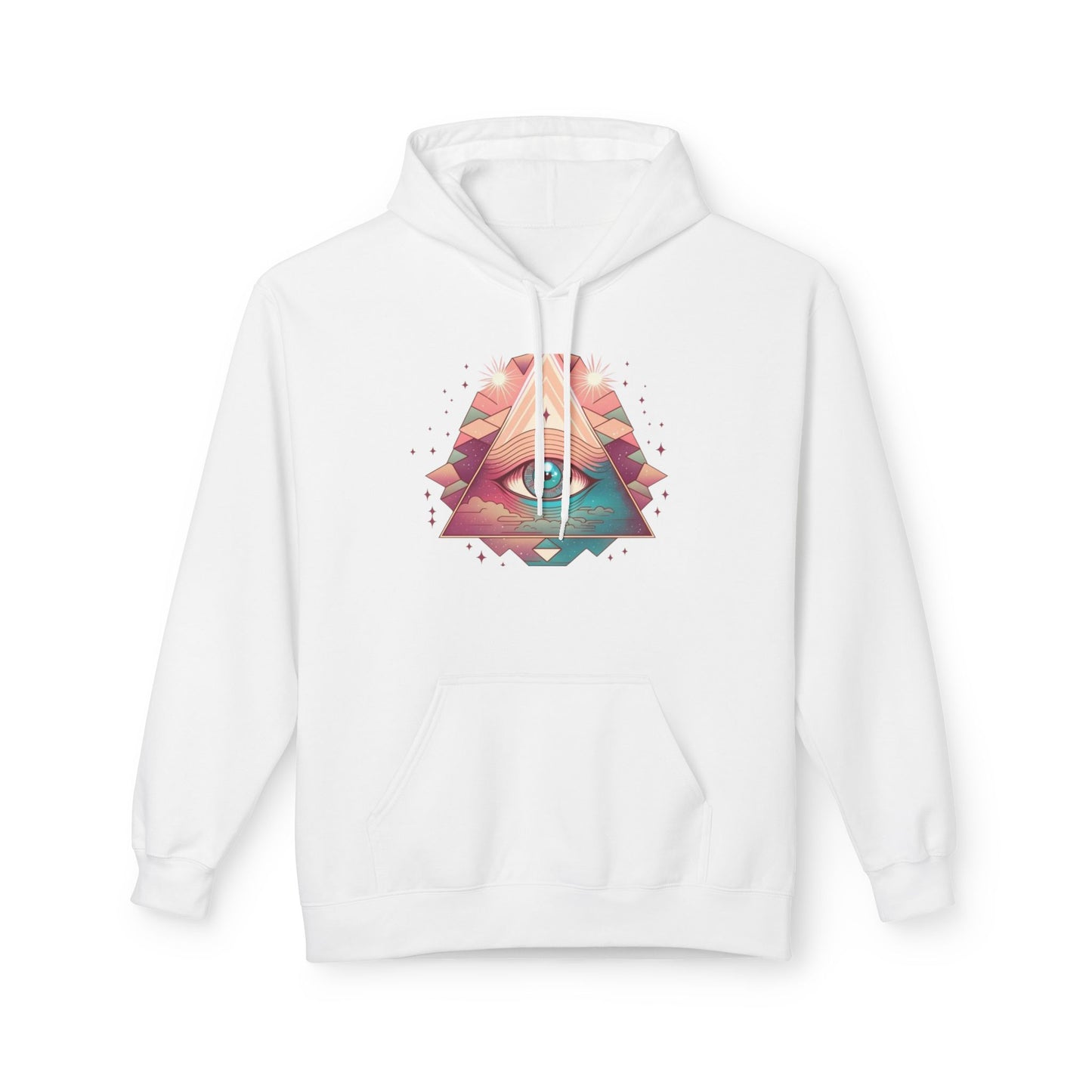Mystical Eye Graphic Hoodie, Comfortable Fleece Hoodie for Casual Wear, Bohemian Style Sweatshirt, Perfect Gift for Art Lovers