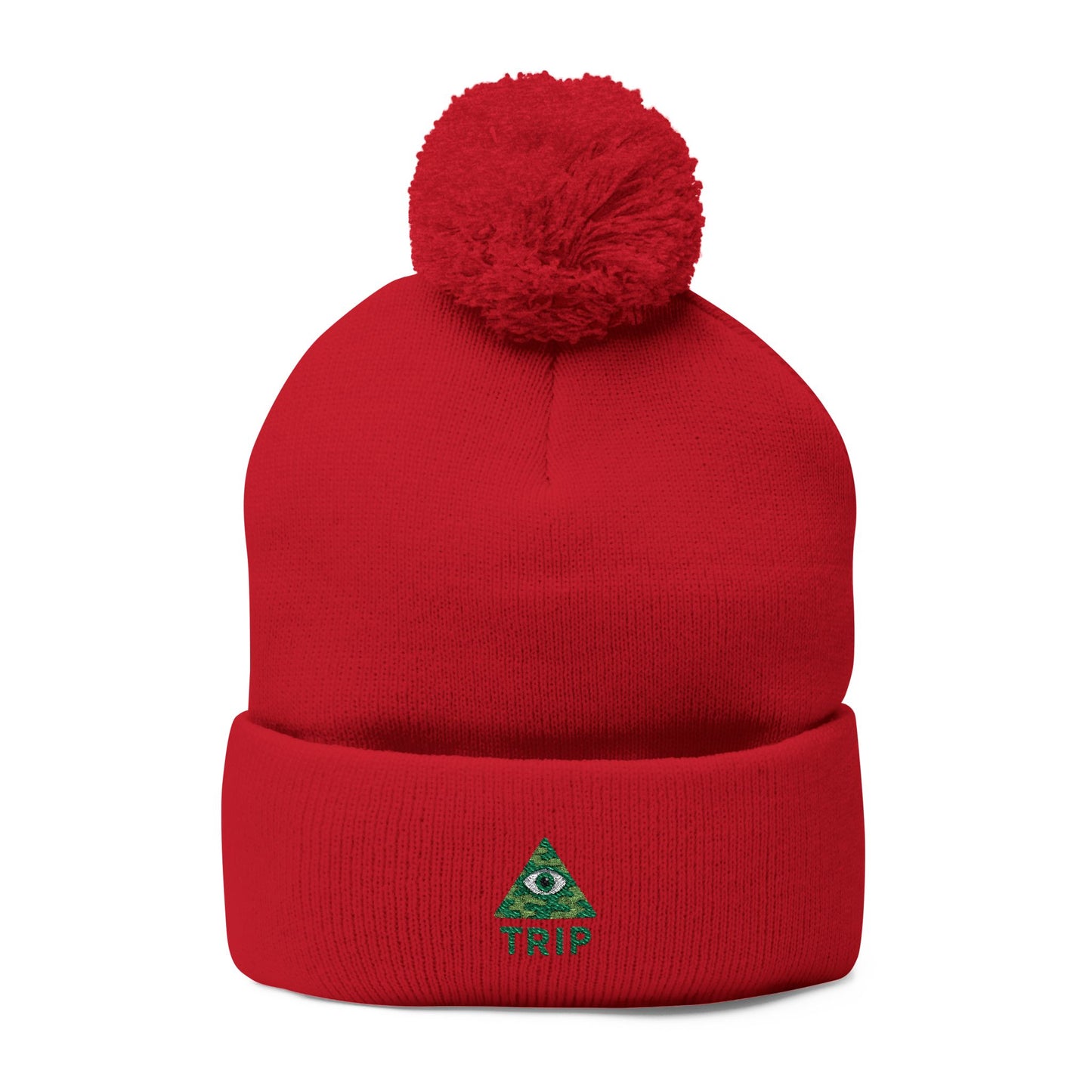 Cozy Embroidered Pom-Pom Knit Cap, Winter Hat for Men & Women, Holiday Gift Beanie, Cute Knitted Cap, Casual Headwear