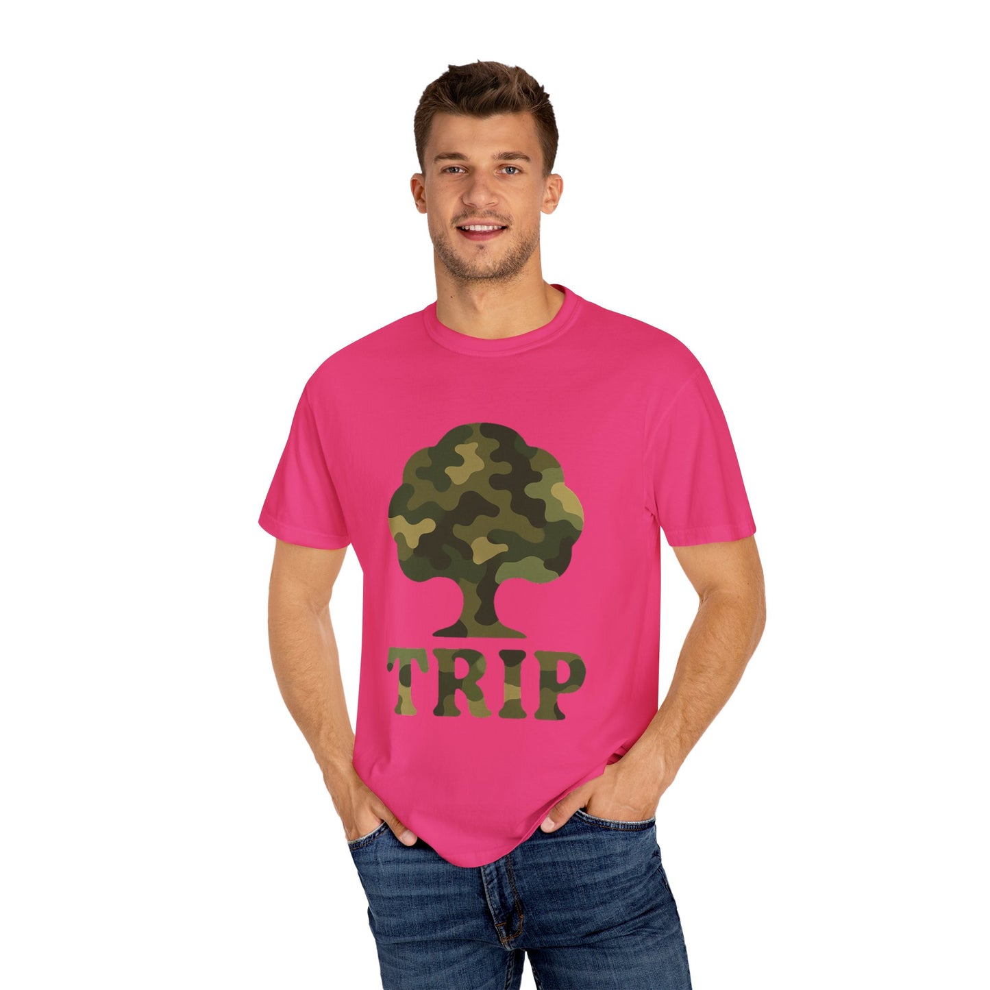 Camo Tree Trip T-Shirt - π Unisex Casual Tee, Nature Lover Gift, Adventure Wear, Outdoor Enthusiast, Travel Apparel