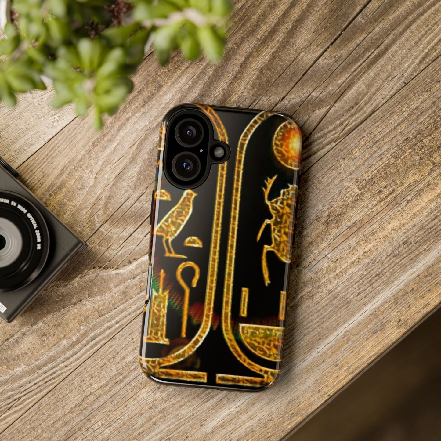 Golden Egyptian Hieroglyphs Phone Case, Tough Cases, Customizable Phone Cover, Unique Gift, Pharaoh Design, Phone Accessories