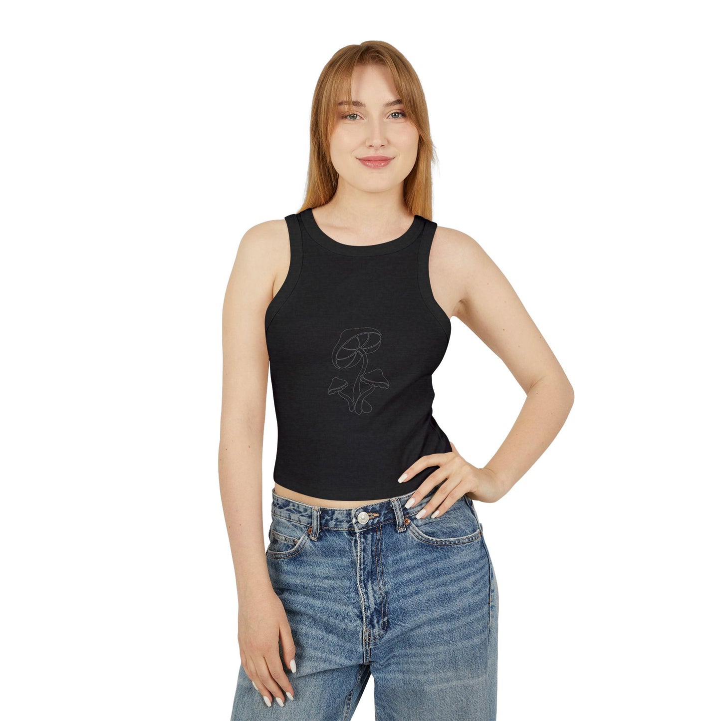 Retro Floral Women's Micro Rib Racer Tank Top, Casual Summer Top, Boho Style Shirt, Gift for Her, Festival Wear, Comfortable Layering