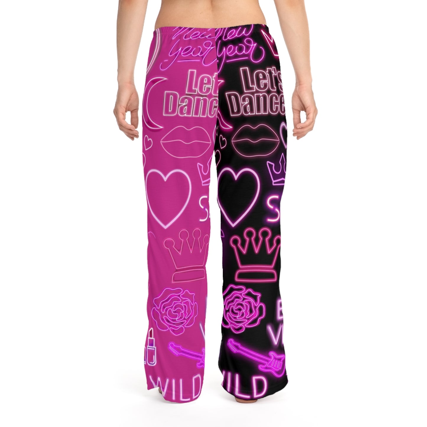 Women's Neon Pattern Pajama Pants, Fun Sleepwear, Dancing Theme, Gift for Her, Cozy Lounge Pants, Casual Nightwear