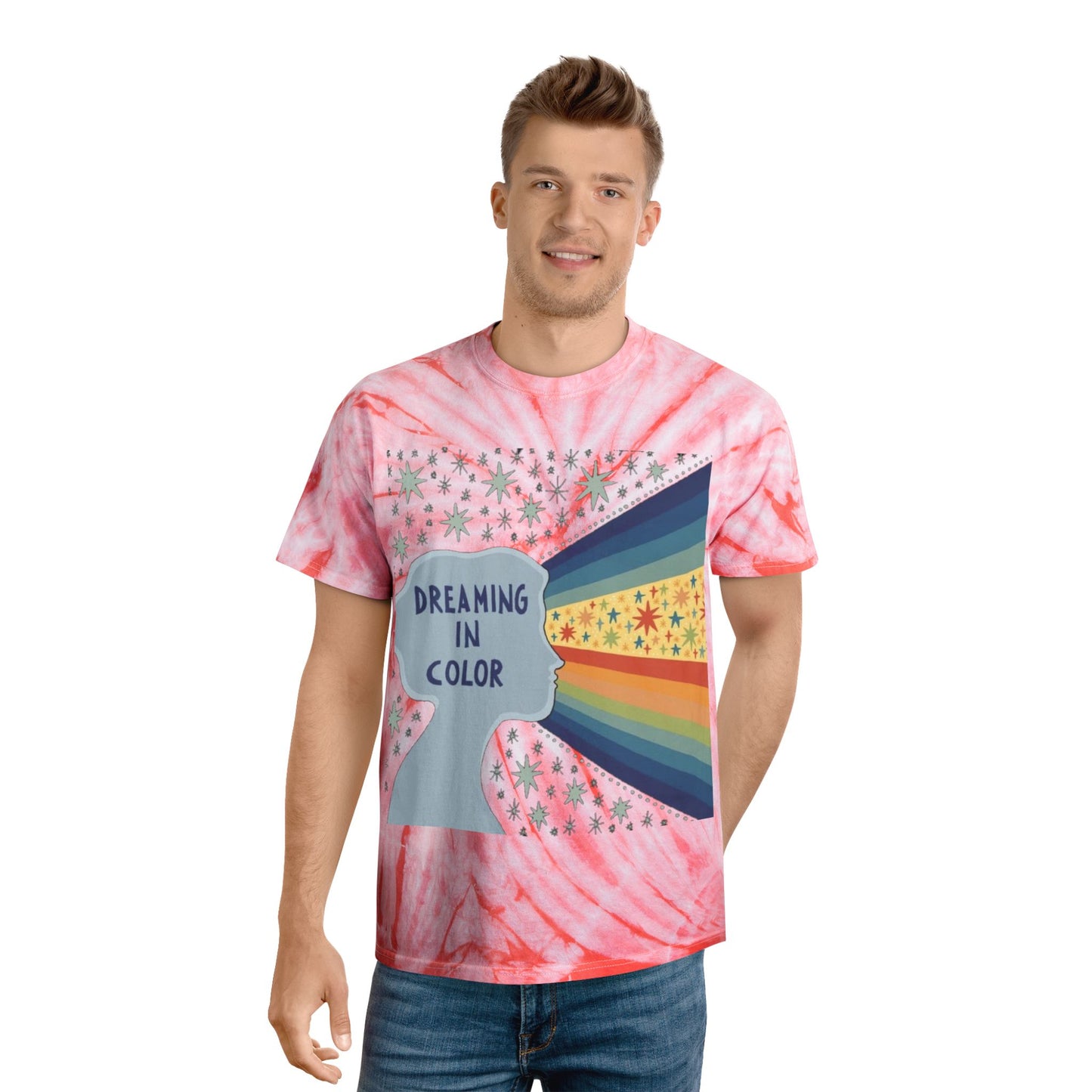 Dreaming in Color Tie-Dye Tee, Vibrant Unisex T-shirt, Bohemian Style, Casual Wear, Gift for Dreamers, Summer Fashion